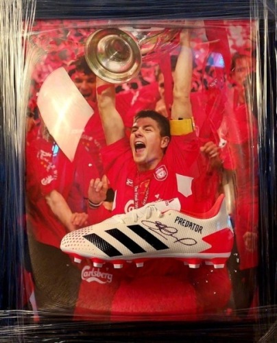 Steven Gerrard Signed And Dome Framed Boot Certificate of Authenticity
