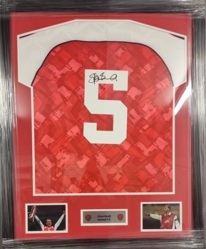Steve Bould Signed And Framed Arsenal Fc Shirt Certificate of Authenticity