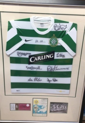 Lisbon Lions Signed And Framed Shirt By 8 Certificate of Authenticity