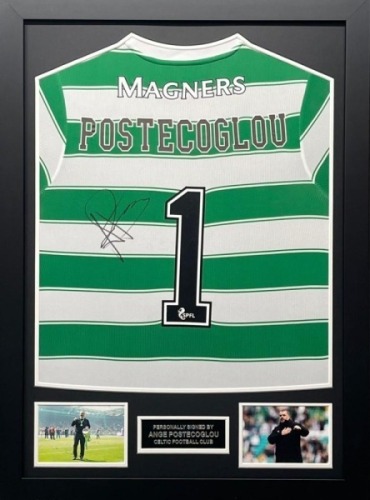 Ange Postecoglou Signed And Framed Celtic Fc Shirt Certificate of Authenticity