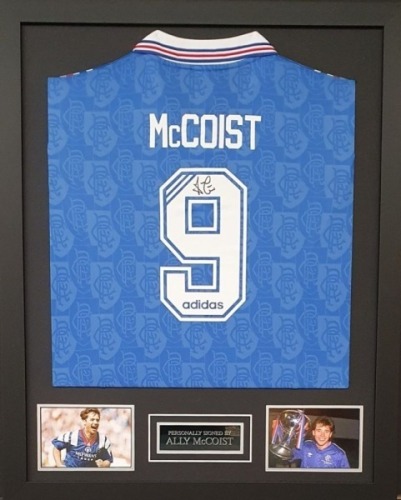 Ally Mccoist Signed And Framed Rangers Fc Shirt Certificate of Authenticity