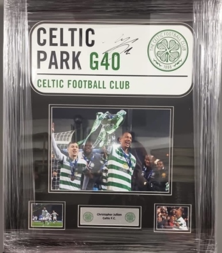 Julien Signed And Framed Celtic Fc Street Sign Certificate of Authenticity
