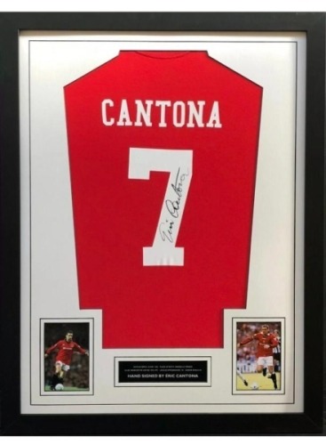 Eric Cantona Signed And Framed Manchester United Shirt Certificate of Authenticity