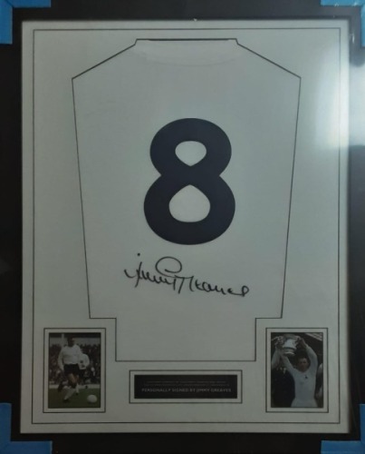 Jimmy Greaves Signed And Framed Tottenham Hotspur Shirt Certificate of Authenticity
