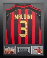 Paolo Maldini Signed And Framed Ac Milan Shirt Certificate of Authenticity