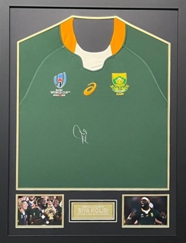 Siya Kolisi Signed And Framed South Africa Rugby Shirt Certificate of Authenticity