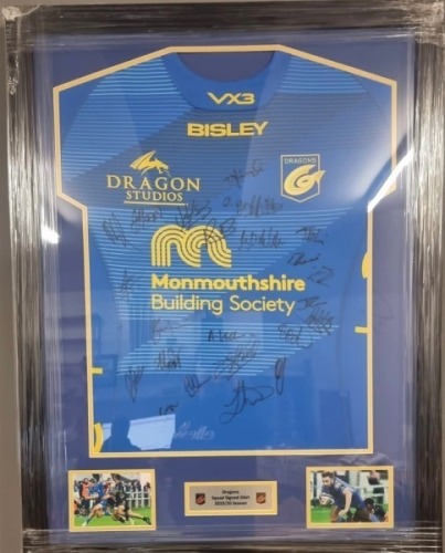 Dragons Signed And Framed Rugby Shirt Certificate of Authenticity