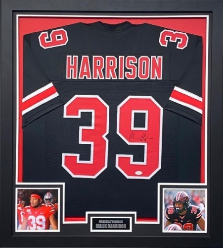 Malik Harrison Signed And Framed Jersey Certificate of Authenticity