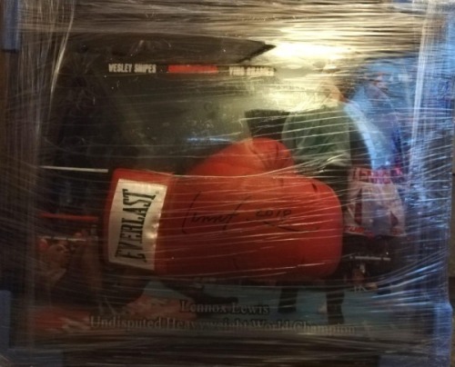 Lennix Lewis Signed And Framed Glove Certificate of Authenticity