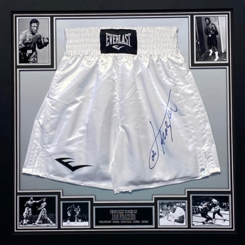 Joe Frazier Signed And Framed Boxing Shorts Certificate of Authenticity