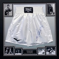 Joe Frazier Signed And Framed Boxing Shorts Certificate of Authenticity