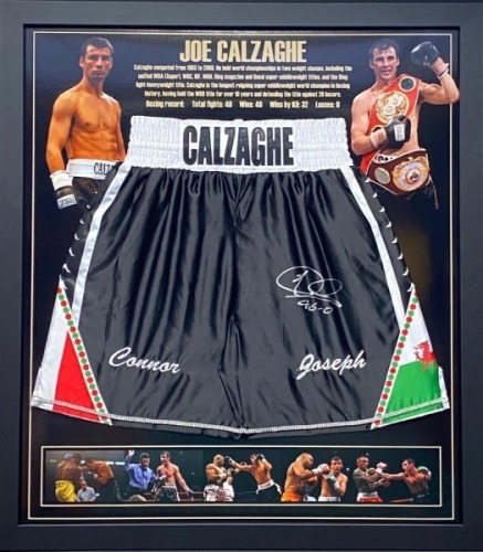 Joe Calzaghe Signed And Framed Boxing Shorts Certificate of Authenticity