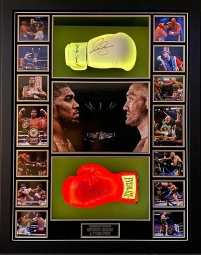 Anthony Joshua And Tyson Fury Signed Gloves Framed In An Led Light Up Frame Certificate of Authenticity
