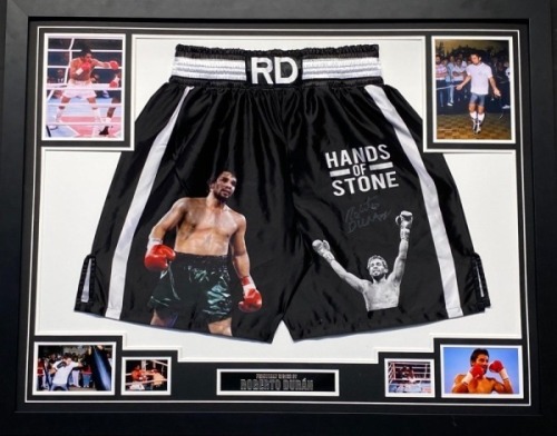 Roberto Duran Signed An Framed Boxing Shorts Certificate of Authenticity225