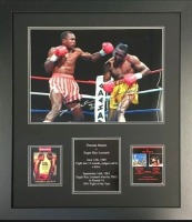 Sugar Ray Leonard And Thomas Hearns Signed And Framed Boxing Display Certificate of Authenticity
