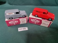 2 X Micro Models 1/43 Scale Comprising Model WA-1 - 1953-57 F.J. Holden Van - Corlett Bros. And Micro Models WA-1 FJ Holden Van . Micro Models WA-1 Late Issue Plastic FJ Holden Van "Watsonia", Red. Complete With Original Leaflet (Ref PA550)