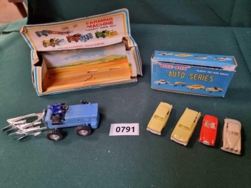 2 X Blue Box Vehicles Comprising Of Blue Box #7402 Auto Series In Box And Blue Box #70120 Ploughing Machine (Ref PA791)