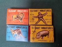 Marx Toys Elegant Miniatures Figurine Toys With Original Box A Collection Of 4 Animals Including Nr 136 Gorilla, Nr 38 Hippopotamus Nr 122 Lion And Nr 129 Kangaroo (Ref PA865)