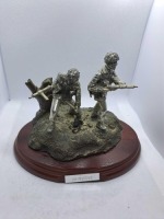 Dropzone pewter silver plated with a bronze base with a mahogany plinth no box 1 of 3000
