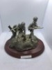Dropzone pewter silver plated with a bronze base with a mahogany plinth no box 1 of 3000