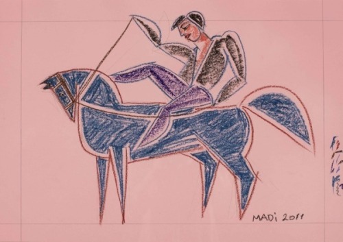 Hussein Madi (B. 1938) Riding the horse, 2011