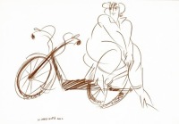 Hussein Madi (B. 1938) On the bicycle, 2002