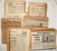 Australia tour to West Indies 1955. A large selection of over forty original newspapers with coverage of the 1955 Australian tour to West Indies. Newspapers include Guiana Graphic, The Daily Chronicle (Georgetown, British Guiana), Trinidad Guardian, The S