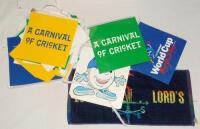 Lord’s and World Cup 1999. An original Lord’s bar towel with rainbow colours sold with a section of ‘ICC Cricket World Cup England ‘99’ bunting comprising twenty two hanging cards with four repeating designs. G