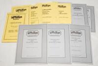 Phillips auction catalogues 1978 to 1986. Collection of fifteen Phillips auction catalogues, some with results on printed sheets and others with results written to the pages. The collection features September 1978 (Anthony Baer collection), April 1979, Se