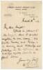 William Gilbert Grace. Handwritten one page letter in black ink to Donald John Knight (Surrey & England 1911-1937) &lsquo;My Dear Knight, I shall be pleased to see Weigall [G.J.V. Weigall. Kent & Europeans 1891-1920] down to practice anytime he can come. We pra