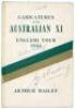&lsquo;Caricatures of the Australian XI. English Tour 1953&rsquo;. Arthur Mailey. Sydney 1953. Original decorative wrappers. Twelve page tour souvenir with eleven pages of caricatures of all eighteen members of the Australian touring party to England 1953. This copy 