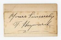Thomas Walter Hayward. Surrey & England 1893-1914. Signature of Hayward nicely signed in ink to piece, laid down to card. Some age toning, otherwise in good condition