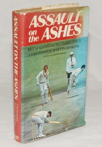 England v Australia and the Cricket World Cup, 1975. A selection of autographs collected in 1975. Contents include ‘Assault on the Ashes. M.C.C. in Australia and New Zealand 1974/75, Christopher Martin-Jenkins, London 1975, with dustwrapper. Signed in ink