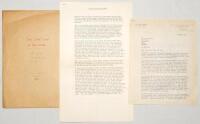 Jeffrey Baxter Stollmeyer. Trinidad & West Indies 1938-1957. Four page typed article by Stollmeyer, ‘The LBW Law of the Future’, dated 28th March 1970 and written for ‘Tony Cozier’s new magazine’, and accompanied by a two page typed letter dated 20th May 