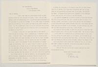 Dr. T.R. Hunter. Founder member of the Cricketana Society. Two page typed letter dated 23rd December 1933 from Hunter to George Neville Weston, co-founder of the Cricketana Society. Hunter opens by acknowledging receipt of a welcome letter and a catalogue