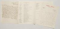 Cricketana Society correspondence 1929 & 1930. Two letters to George Neville Weston. One, a handwritten two page letter from R.J. Parker dated 17th October 1929, relates to his attempts to find hotel accommodation in London for C.J. Britton, and looks for