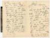 Richard Parr Daft (Nottinghamshire, 1 match 1886) to Alfred J. Gaston, cricket follower, writer and collector. Two handwritten letters, originally from Gaston’s personal collection, written by Daft, son of Richard Daft (Nottinghamshire 1858-1891). In one,