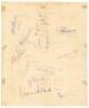 ‘Australians & South Africans 1969/70’. Large page signed in ink to one side by thirteen and to the verso by ten members of the South African team and Australian touring party. South African signatures are Bacher, Irvine, Richards, Seymour, Goddard, Proct