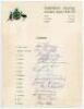 Australian Touring Cricket Team to South Africa 1969/70. Official autograph sheet fully signed by the fifteen members of the Australia touring party. Signatures are Lawry (Captain), Chappell, Connolly, Freeman, Gleeson, Irvine, Jordon, McKenzie, Mallett, 