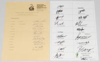 Australia. 1984/85-1999/2000. Three official autograph sheets including Western Australia signed by the twelve members of the team for the match v Sri Lanka, Perth, 31st December 1984- 2nd January 1985. Signatures include Clark, Marsh, Bush, Gartrell, Ire