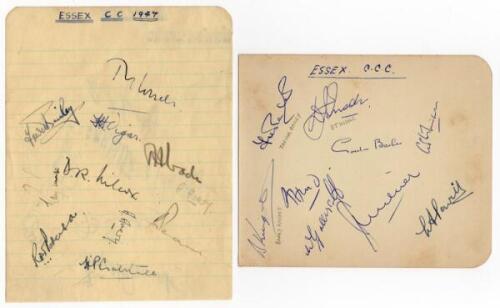 Essex C.C.C. 1947-1997. Lined album page signed by ten members of the Essex team in ink and pencil. Signatures include Pearce (Captain), Crabtree, Vigar, Avery, Wilcox, Bailey, Paterson, Smith, Wade etc. Avery has signed the page twice. To verso are six s