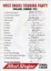 West Indies tour to England 1991. Original autograph sheet with printed title, players&rsquo; names, and sponsor&rsquo;s logo for &lsquo;Red Stripe&rsquo;. Fully signed by the nineteen listed members of the touring party and one other. Players&rsquo; signatures are Richards (Captain),