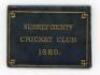 ‘Surrey County Cricket Club 1880’. Small and early original navy blue leather folding membership card/ ticket with title in gilt to front and ‘Member’s Ticket to 30th April 1881’ in gilt to verso. Printed to inside are the names of the Club officers, Lord