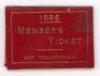 ‘Notts County Cricket Club’ 1896. Small and early original red leather folding membership card/ ticket with title in gilt to front and ‘1896 Member’s Ticket. Not Transferable’ in gilt to verso. Printed to inside are the names of the Club officers, The Lor - 2