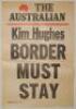 Allan Border newspaper cricket posters. Three original newspaper posters. Posters are for The Courier- Mail (Queensland) ‘Border Test Tribute. 126 Not Out!’ c.1991, The Australian ‘Kim Hughes. Border Must Stay’ 21st January 1994, and The Courier-Mail ‘R - 2