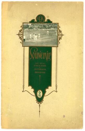 M.C.C. tour to Australia 1928/29. Australia v England inaugural Test match in Queensland. Official menu for the ‘Dinner given by The Queensland Cricket Association in honour of Overseas and Southern Visitors to mark the occasion of the First Test Match Pl
