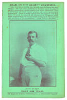 John Briggs. Lancashire C.C.C. Penny card written by A.C. Albert Craig ‘Cricket Poet and Rhymester’, and published by the All England Athletic Publishing Co, 24 Paternoster Square. 1898. Image of Briggs to front cover. Some age toning to card otherwise in