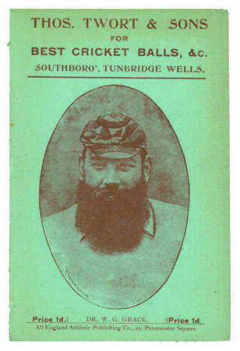 William Gilbert Grace. Gloucestershire C.C.C. Penny card written by A.C. Albert Craig ‘Cricket Poet and Rhymester’, and published by the All England Athletic Publishing Co, 29 Paternoster Square. 1899. Image of Grace to front cover. Very minor age toning 