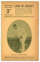 Mr K.L. Hutchings. Kent C.C.C. Penny card written by A.C. Albert Craig ‘Cricket Poet and Rhymester’, and published by Wright & Co, 25 Paternoster Square. 1908. Image of Hutchings to front cover. Minor age toning otherwise in good condition