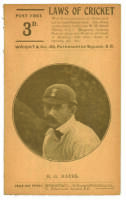 E.G. Hayes. Surrey C.C.C. Penny card written by A.C. Albert Craig ‘Cricket Poet and Rhymester’, and published by Wright & Co, 25 Paternoster Square. 1908. Image of Hayes to front cover. Very minor age toning otherwise in good condition